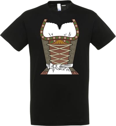 T-shirt Dirndl | Oktoberfest dames heren | Tiroler outfit | Carnavalskleding dames heren | Zwart | maat XS