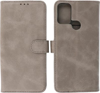 Motorola Moto G50 5G Hoesje - Book Case Telefoonhoesje - Kaarthouder Portemonnee Hoesje - Wallet Case - Grijs