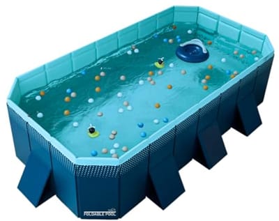Opvouwbaar Zwembad - Hondenzwembad Kinderbad - Zomerse Afkoeling - Robuuste PVC Constructie - 253x133x50 cm - Blauw