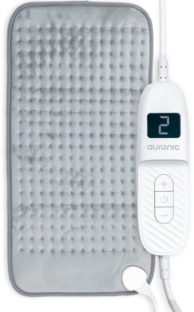 Auronic Warmtekussen Elektrisch - XXL - 60x30cm - Nek en Schouders - Wasbaar - Heating Pad - Elektrisch Kussen - Grijs