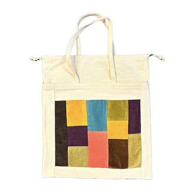 Handgemaakt Velvet Patchwork Totebag | Katoen, Velvet | Veelkleurig | 35 X 40 CM | Schoudertas | Linnen tas | Huishouden | Shopper | Boodschappentassen | Boodschappentas