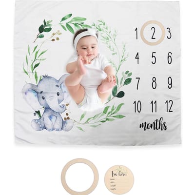 Ylsteed Pasgeboren Mijlpijlankens Dekens Baby Maandelijkse Groei Souvenirs Baby Foto Shoot Achtergrond Deken Bijpassende Houten Cijfers Kaart (as the picture,100X100)