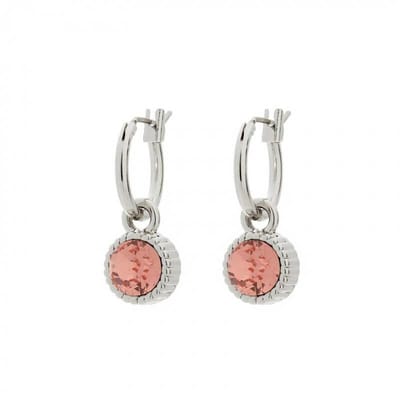 Biba Hang Oorbellen Zilver met Swarovski Steentje Rose Peach