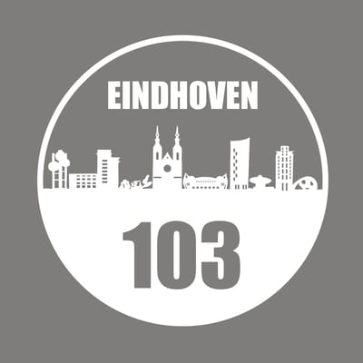Eindhoven sticker met eigen huisnummer