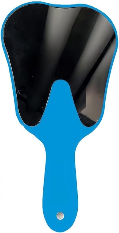 Draagbare Tandarts Spiegel met Plastic Handvat voor Tandheelkundige Decoraties en Mondklinieken, Blauw