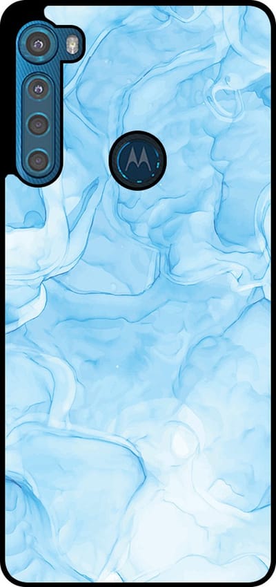 Smartphonica Telefoonhoesje Geschikt voor Motorola One Fushion Plus met marmer opdruk - TPU backcover case marble design - Lichtblauw geschikt voor Motorola One Fushion Plus
