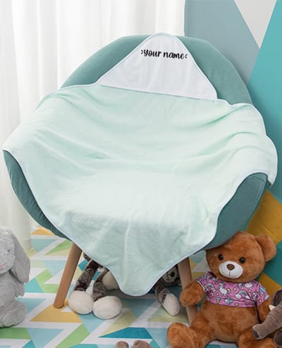 Baby Badcape met naamopdruk (Sparkle) Groen  | Omslagdoek | Babyhanddoek | Gepersonaliseerd Kraamcadaeau | Geboorte Meisje | Geboorte Jongen |