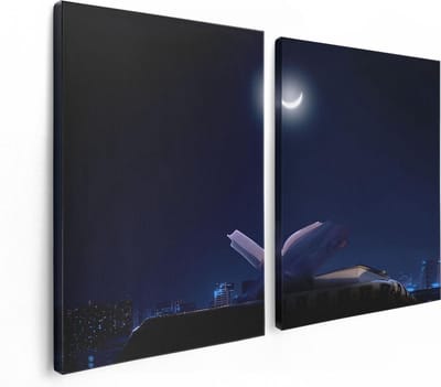 Artaza Canvas Schilderij Tweeluik Heilige Boek Koran Bij Een Halve Maan - 120x80 - Foto Op Canvas - Canvas Print