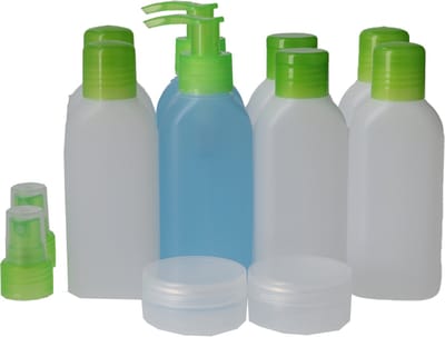 Reisflesjes Set Palm Green - 2 Sets van 6 - Kunststof PE BPA-vrij - Navulbare Reisflesjes, Reisflacons Handbagage, Reisset Flesjes, Reisverpakking - Transparant en Groen
