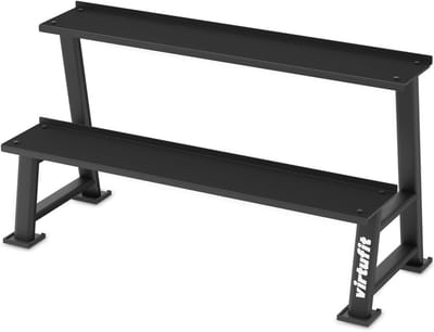 Opbergrek Kettlebells - Gewichtsrek - Krachtraining Organiseren - Dubbel Laags Ontwerp - 150x63x67 cm - Mat Zwart