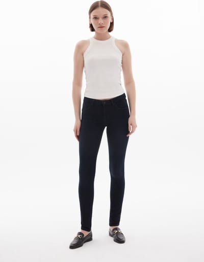 LTB Jeans Nicole Dames Skinny Jean - Donkerblauw - Parvin Wash