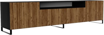 TV-kast Mio III, woonwand, lowboard, tv-standaard, woonwand, woonkamer, tv-board, woonkamermeubels, televisie, highboard, TV-kast, tv-lowboard, 200 cm, 3 deuren, zwart, bruin