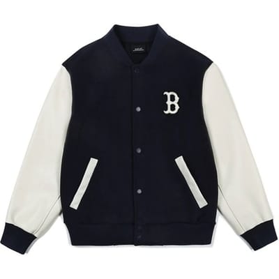 MLB Boston Red Sox Letterborduurwerk Patchwork Baseball Jersey Unisex jersey Marineblauw 31JP06061-43N XS white