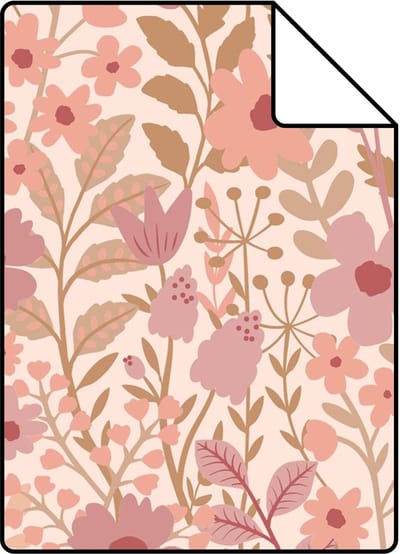 Proefstaal ESTAhome behang bloemetjes roze en paars - 26.5 x 21 cm - 131938-S