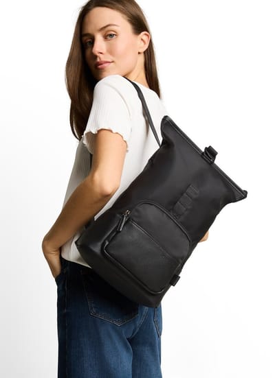 Tom Tailor - TTVIENE M rugzak met mix van materialen - Maat ONESIZE - schwarz / black