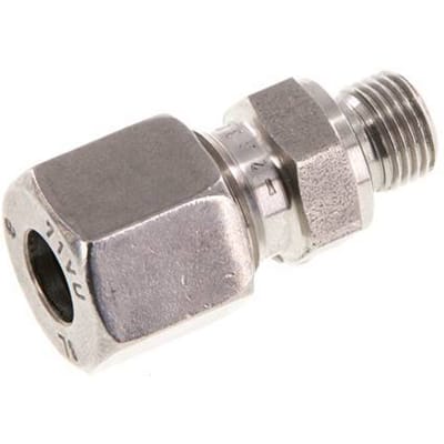G 1/8'' Buitendraad x 8L RVS Rechte Snijring Koppeling met FKM Afdichting 315 Bar DIN 2353 - FL2S-MC-STFP-018G-08-L
