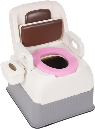 Toiletstoel - Potty Chair - Comfortabele Ondersteuning - Verhoogde Stabiliteit - 66 x 61 x 78 cm - Bruin
