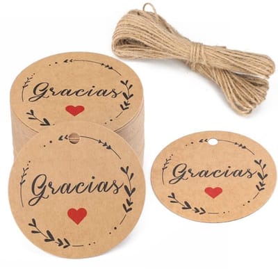 Golden crown - Cadeaulabels - Jute koord - 100 stuks - Bruin