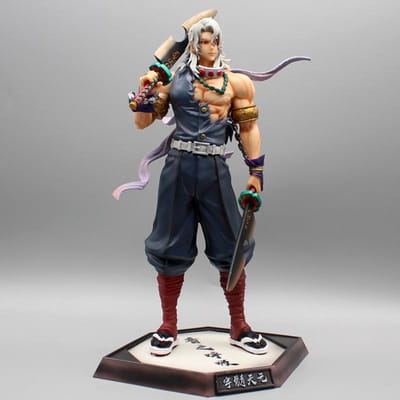 Anime Demon Slayer Figuur Uzui Tengen Gk Standbeeld Figurine Pvc Model Poppen Collectie Desktop Ornament Speelgoed Kinderen Verjaardagscadeaus with box gray