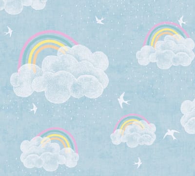 WOLKEN & REGENBOOG BEHANG | Vogels - Blauw Bont Wit - A.S. Création Lilly & Luis