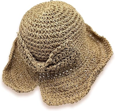 VHV-Brede Rand Strandhoed van Stro voor Dames - Luxe Zonnehoed Opvouwbaar met UV-Bescherming - Verstelbare en Ademende Strohoed met Strik voor Tuinieren, Strand en Reizen - Elegant Zomerhoed Model