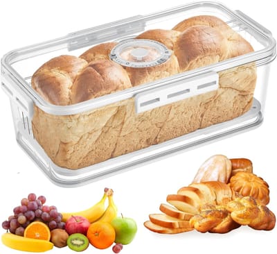 Broodbakbol-broodpan-broodbakvorm-brood bewaardoos - Afgesloten keukencontainer - Duurzame opbergdoos voor zelfgebakken brood, gebak en koekjes - Wit - 32,5 x 17,5 x 11 cm