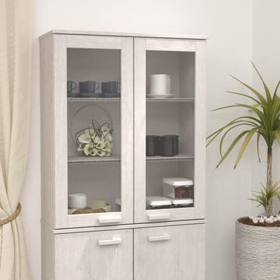 vidaXL - Opzetkast - HAMAR - 85x35x100 - cm - massief - grenenhout - wit
