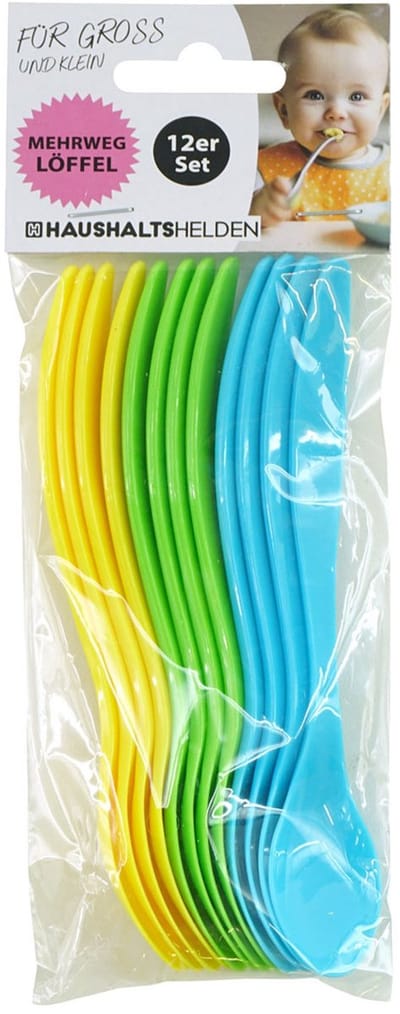 Haushaltshelden babyvoeding lepels - kunststof - 14 cm - 12x - kinderen - diverse kleuren