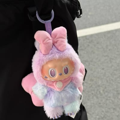 Labubu Schattig Roze Konijn Pluche Babykleding Set met Engel Duivel Vleugels DIY Mode Speelgoed Verjaardagscadeau No doll Only clothes