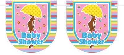 Gekleurde babyshower vlaggenlijn 6 meter
