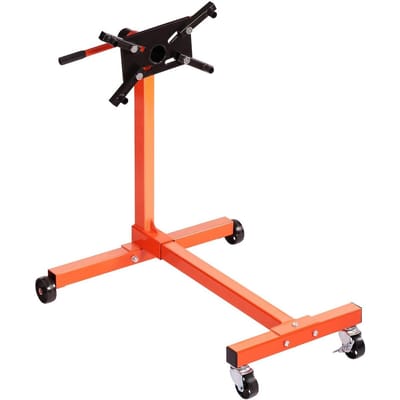 Motorstandaard, 340 kg Roterende Motor Motorstandaard met 360 Graden Verstelbaar Hoofd, Gietijzeren Motor Takel Dolly, 4 Zwenkwielen, 4 Verstelbare Armen, voor