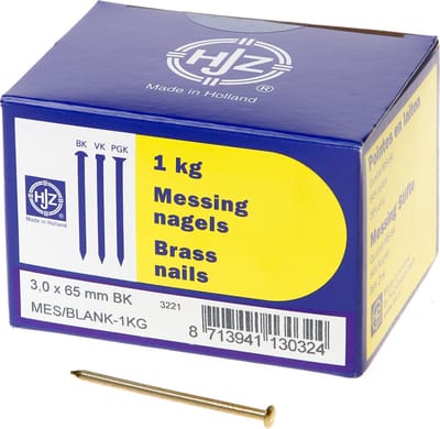 Hjz Messing nagels bombe kop 3.0 x 65mm 1kg