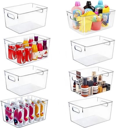 Opbergbakken Set - Keuken Containers - Keuken Ordenen - Ingebouwde Handgrepen - 8 Liter Capaciteit - Doorzichtig