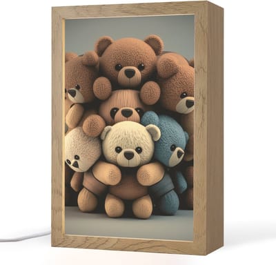 Nachtlampje 20x30 cm - Kinder lampje - Teddybeer - Knuffel - Bruin - Design - Jongens - Meisjes - Tafellamp kinderkamer - Slaapkamer lamp - Bedlamp kinderen - Kinderlampje stopcontact - Wandlamp babykamer - Nachtlampjes