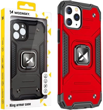Wozinsky Ring Armor Serie - Beschermhoes voor iPhone 14 Pro Max - Rood - Magneethouder