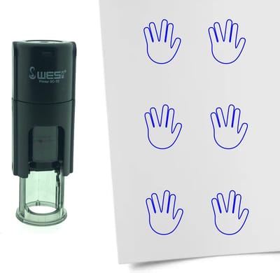 CombiCraft Stempel Mr. Spock Greeting 10mm rond - Blauwe inkt