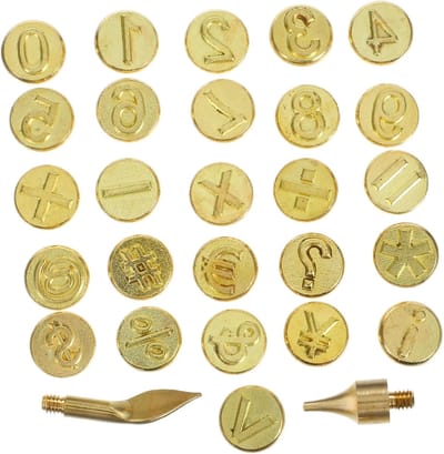 Houtbrandpen Set - Soldeerpunt Gereedschap - Hout Metaal Leer - 26 Letter Ontwerp - 3x3cm - Goud