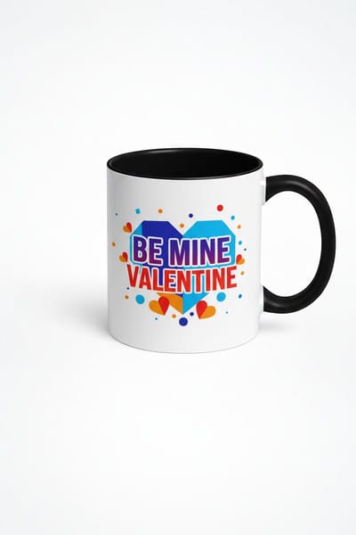 Valentijn Mok 'Be Mine Valentine' - Kleurrijk Hart Design Keramische Beker | Cadeau Valentijnsdag