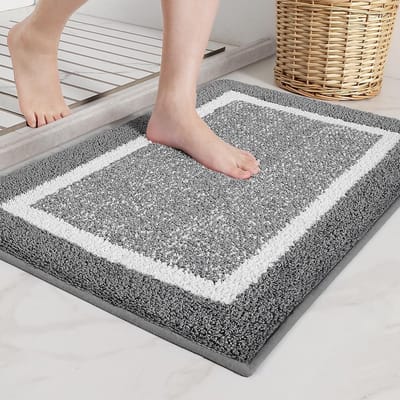 40 x 60 cm Microfiber Zachte Badmat, Antislip Badkamermat Machinewasbaar, Douche Waterabsorberend Badkleed Duurzame Vloermatten (Donker Grijs)
