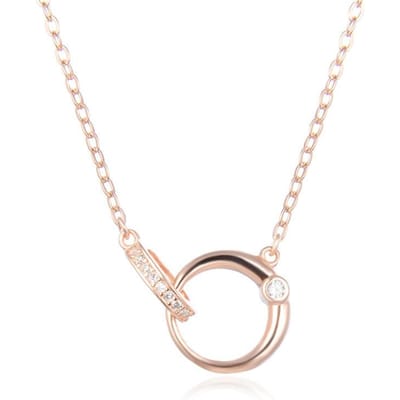 Koreaanse Versie van Creatieve Zoete Zirkonia Accessoires S925 Zilveren Dubbele Ring Mode Sleutelbeenkettinkje Dames Ketting white