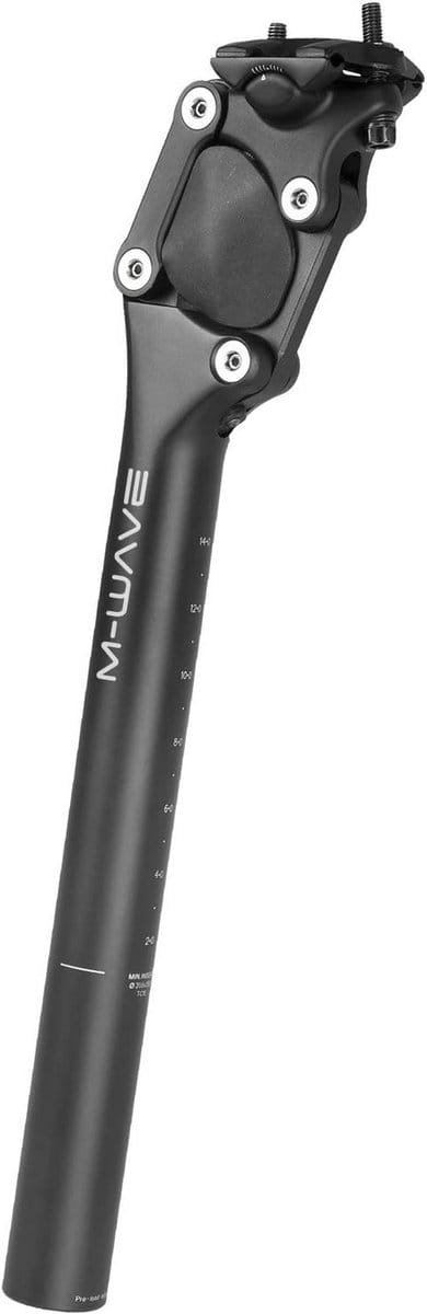 Geveerde Zadelpen - Verende Zadelsteun - Comfortabel Fietsen - Parallellogramophanging - 272 mm - Zwart