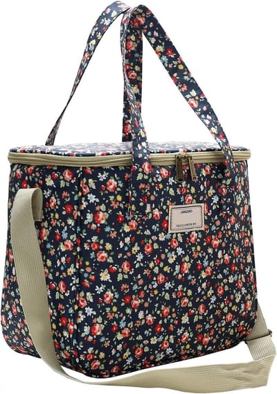 SnelShoppen - Geïsoleerde Lunchtas voor Vrouwen Waterdicht - Bloemrijke Koeltas Lunch Box - Grote Meeneemtas voor Picknicks, Werk en School (11L, A-Zw