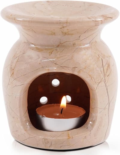 Famanu - Verona oliebrander en kaarsenhouder, handgemaakt, 10 cm, decoratief wax warmer