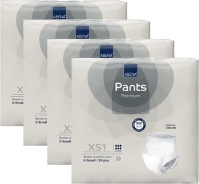 ABENA Pants Premium XS1 - 96x Absorberend Broekje, te Dragen als Gewoon Ondergoed - Voor het Verlies van de Hele Blaasinhoud en (Dunne) Ontlasting - Heupomvang 45-70 cm - Absorptie 1400 ml