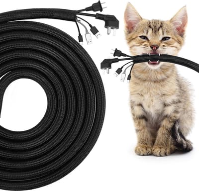 Allecto Plus - Kabel Netjes Mouw voor Kabelbeheer - Uitbreidbaar - 25-30MM Dia - Brandvertragend - Zwart - Flexibele Kabelbeschermer - Dierbestendig - Kabeltrunking - Dikke Kabelwikkeldraad.