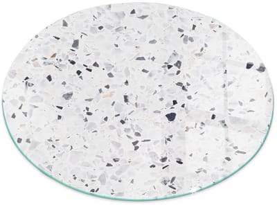 Tulup Kachel Vloerplaat - Steenpatroon met deeltjes Plaat Voor Onder Houtkachel - 50 cm - Wit Vloerplaat Openhaard - Ronde Kachel Vloerplaat - Vloerplaat Voor Houtkachel - Onderplaat Kachel - Vloerplaat Voor Kachel