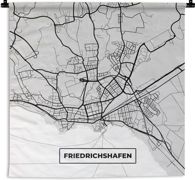 Wandkleed - Wanddoek - Friedrichschafen - Stadskaart - Plattegrond - Duitsland - Kaart - 180x180 cm - Wandtapijt
