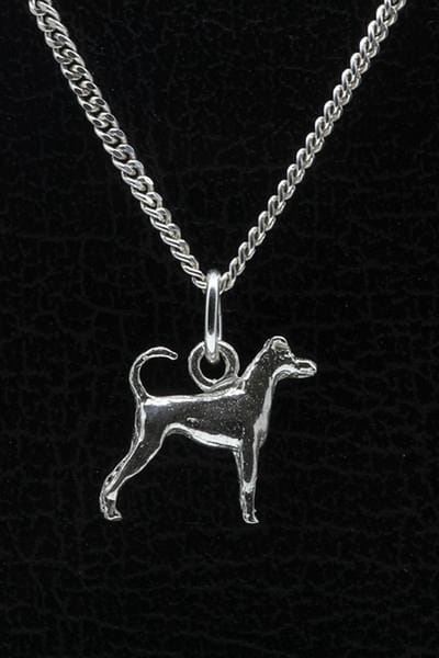 Zilveren Japanse terrier met staart ketting hanger - klein