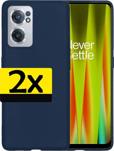 Hoesje - 2 Stuks - Geschikt voor OnePlus Nord CE 2 - Sterk & Shockproof - Case Siliconen - Back Cover - Telefoon Hoes - Telefoonhoesjes - Donkerblauw