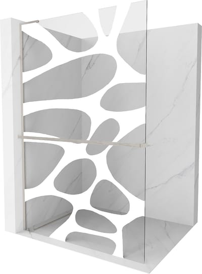 Mexen Kioto+ L douchewand met plank Walk-in 70 x 200 , witte golf, geborsteld nikkel - 800-070-123-97-97